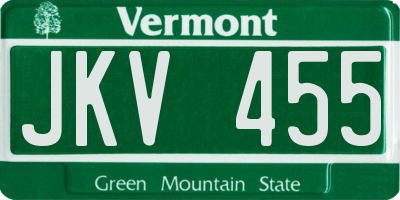 VT license plate JKV455