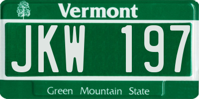 VT license plate JKW197