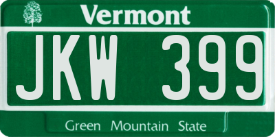 VT license plate JKW399