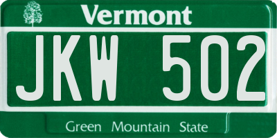 VT license plate JKW502