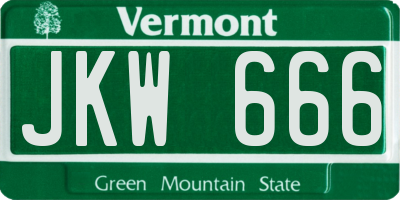 VT license plate JKW666