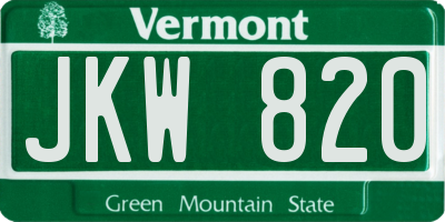 VT license plate JKW820