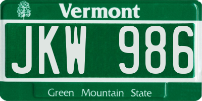 VT license plate JKW986