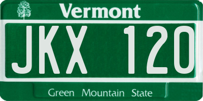 VT license plate JKX120