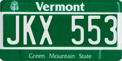 VT license plate JKX553