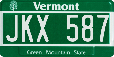 VT license plate JKX587