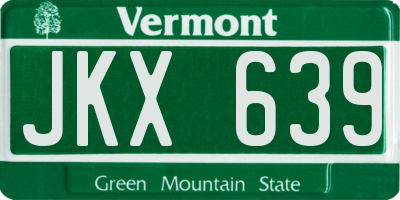 VT license plate JKX639