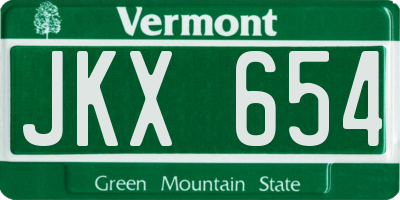 VT license plate JKX654