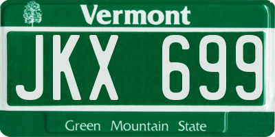 VT license plate JKX699