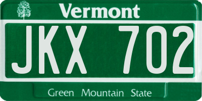 VT license plate JKX702