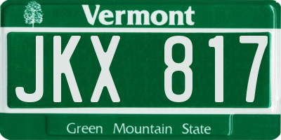 VT license plate JKX817