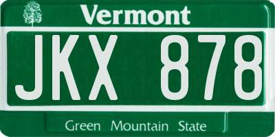 VT license plate JKX878