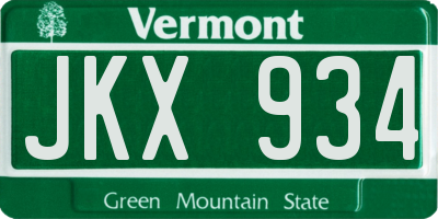 VT license plate JKX934