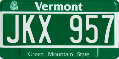 VT license plate JKX957
