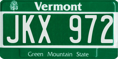 VT license plate JKX972