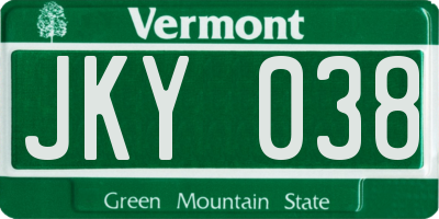 VT license plate JKY038