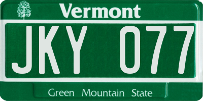 VT license plate JKY077