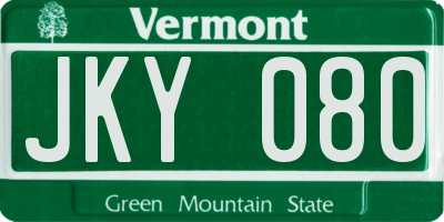 VT license plate JKY080