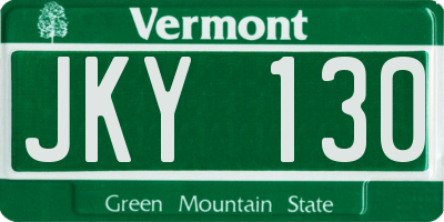 VT license plate JKY130