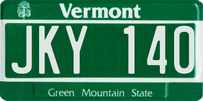 VT license plate JKY140