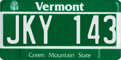 VT license plate JKY143