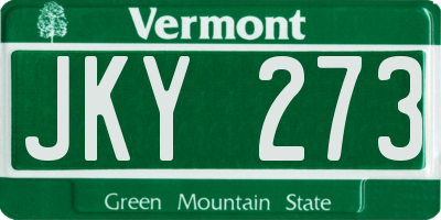 VT license plate JKY273