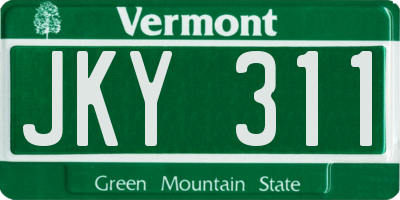 VT license plate JKY311