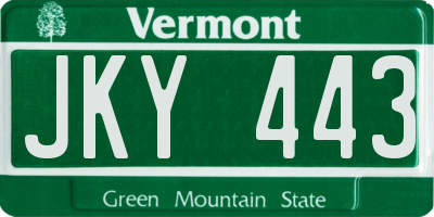 VT license plate JKY443