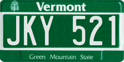 VT license plate JKY521