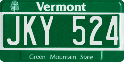 VT license plate JKY524