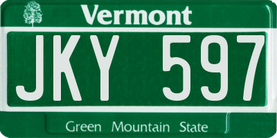 VT license plate JKY597