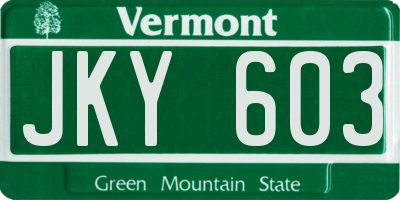 VT license plate JKY603