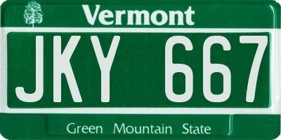 VT license plate JKY667