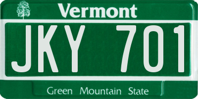 VT license plate JKY701