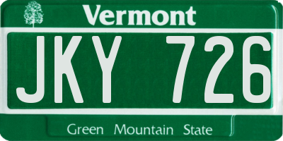 VT license plate JKY726