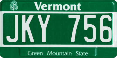 VT license plate JKY756