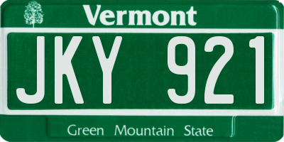 VT license plate JKY921