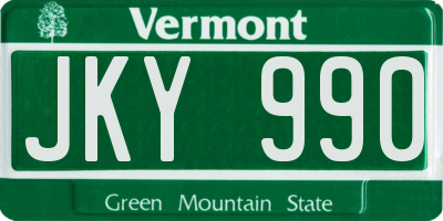 VT license plate JKY990