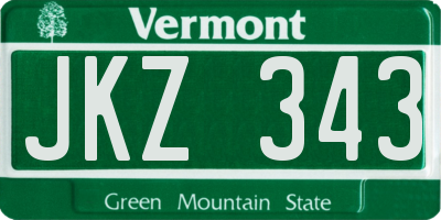 VT license plate JKZ343