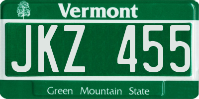 VT license plate JKZ455