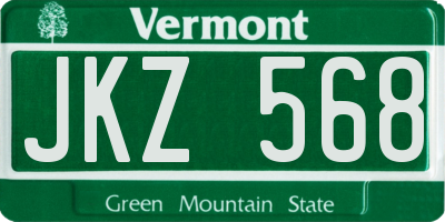 VT license plate JKZ568