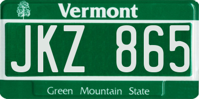 VT license plate JKZ865