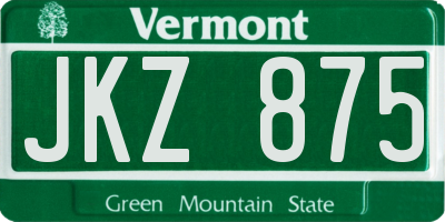 VT license plate JKZ875