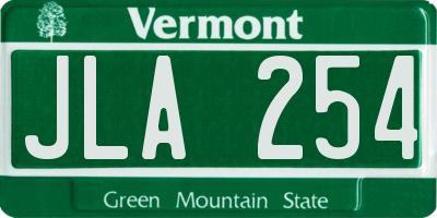 VT license plate JLA254