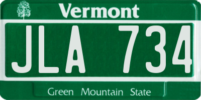 VT license plate JLA734