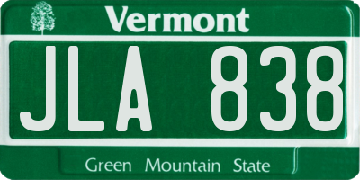 VT license plate JLA838