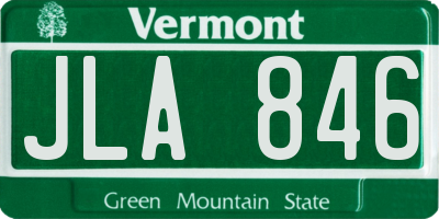 VT license plate JLA846