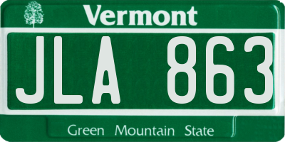 VT license plate JLA863