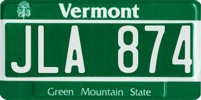 VT license plate JLA874