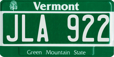VT license plate JLA922